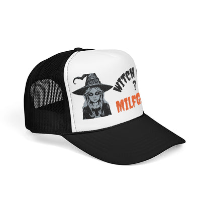Embroidered Witch Themed Foam Trucker Hat, Witch MILF Halloween Hat