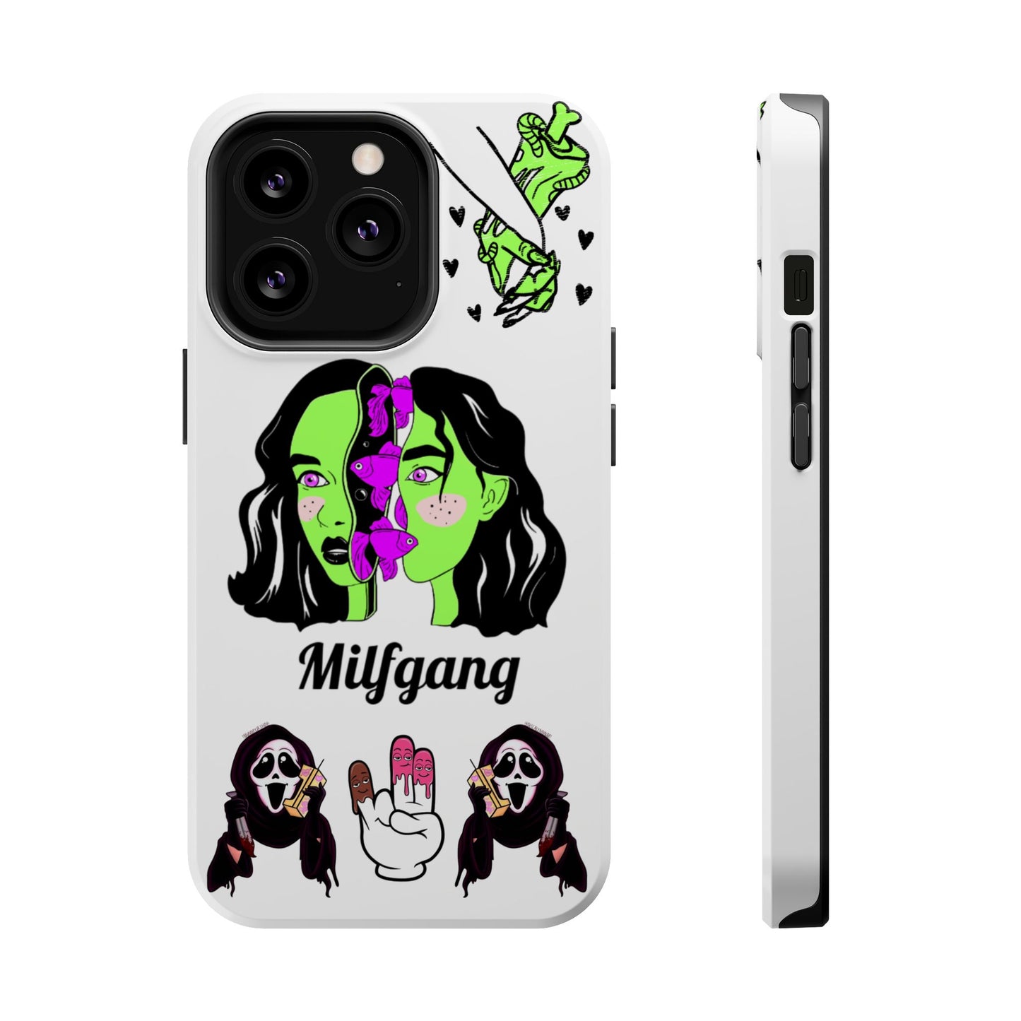Milfgang Graphic Magnetic Impact-Resistant Phone Case — Retro Neon Horror Art