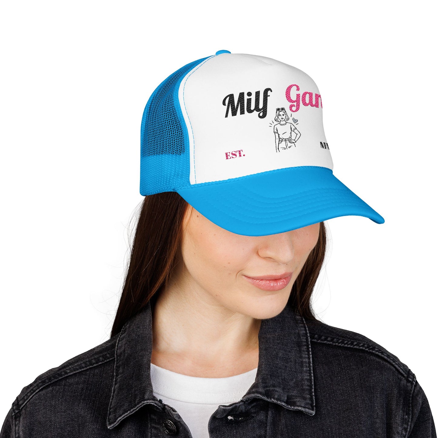 Trucker Hat - "Milf Gang" Retro Script Foam Trucker Hat