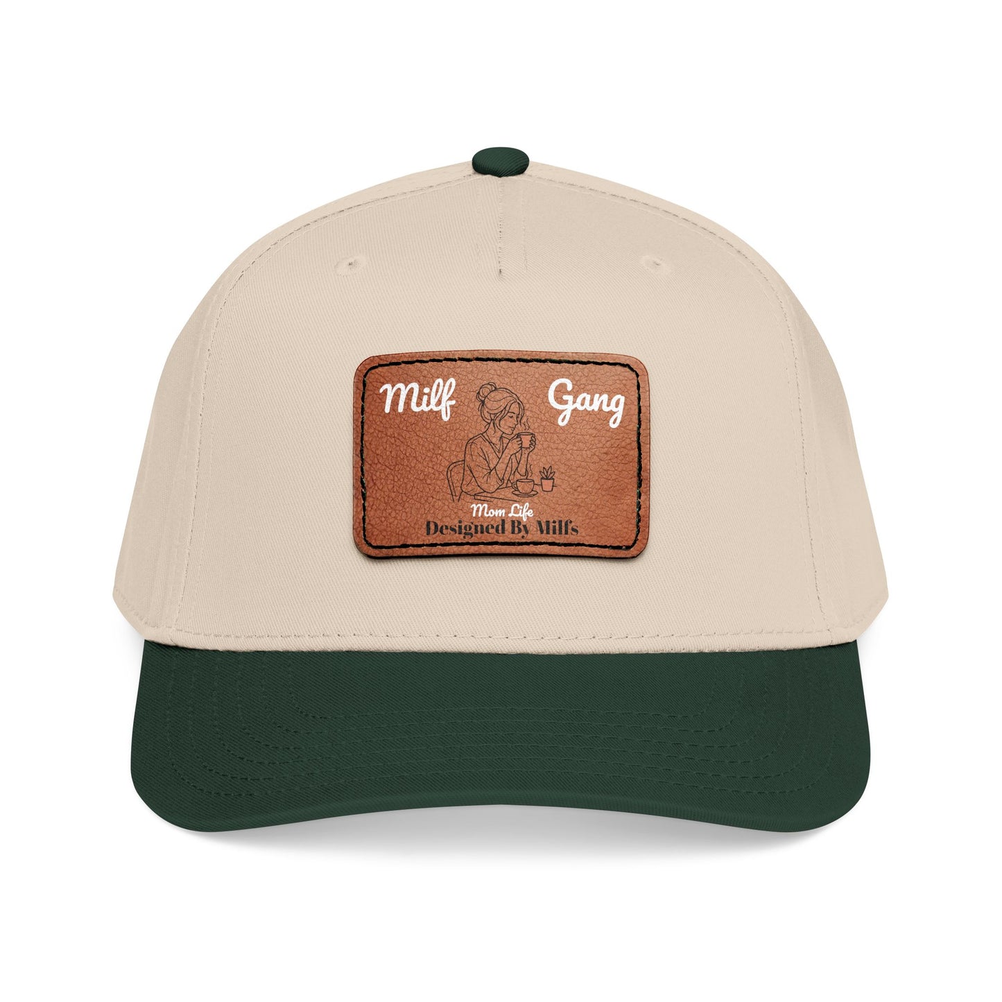 Leather Patch Baseball Cap – "Milf Gang" Vintage Embossed Design