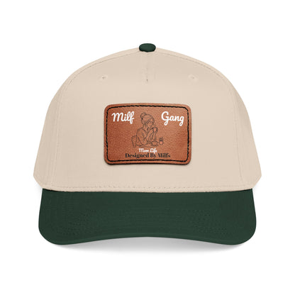 Leather Patch Baseball Cap – "Milf Gang" Vintage Embossed Design