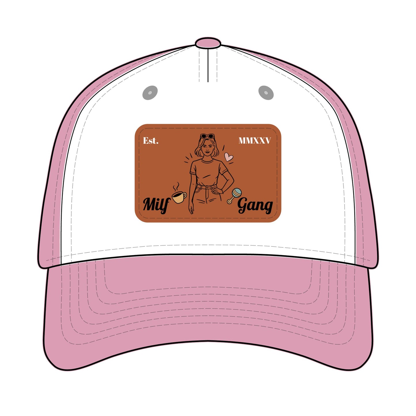 Leather Patch EST Baseball Cap — 'Milf Gang' <3