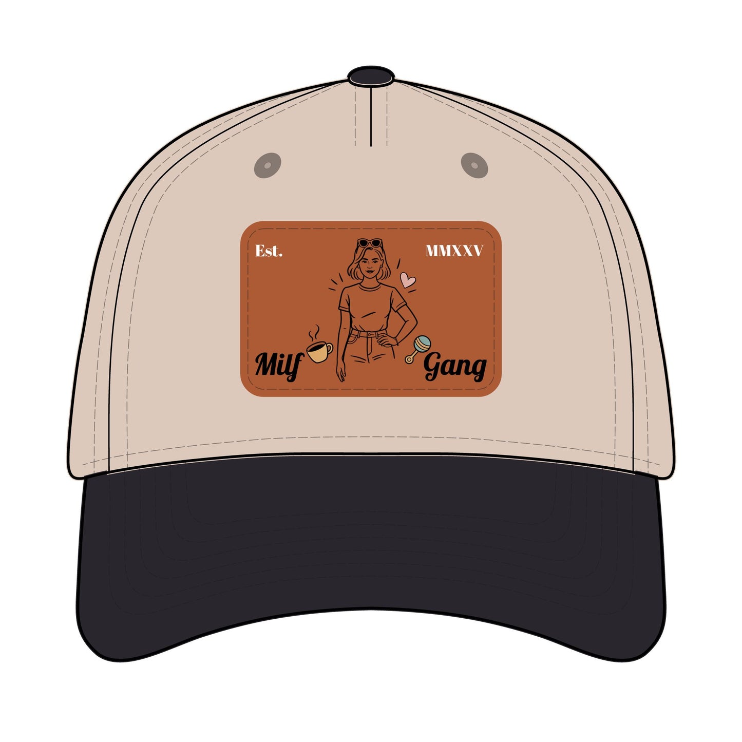 Leather Patch EST Baseball Cap — 'Milf Gang' <3