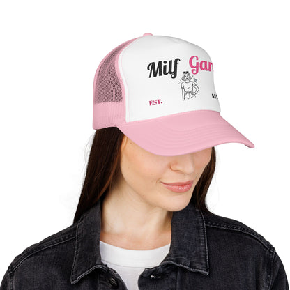 Trucker Hat - "Milf Gang" Retro Script Foam Trucker Hat