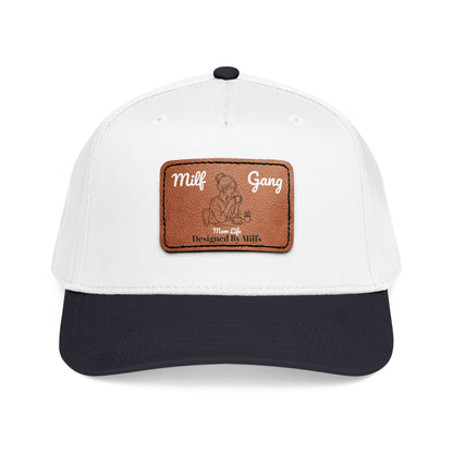 Leather Patch Baseball Cap – "Milf Gang" Vintage Embossed Design