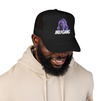 Milf Gangs Stylish Foam Trucker Hat with Embroidered Design,