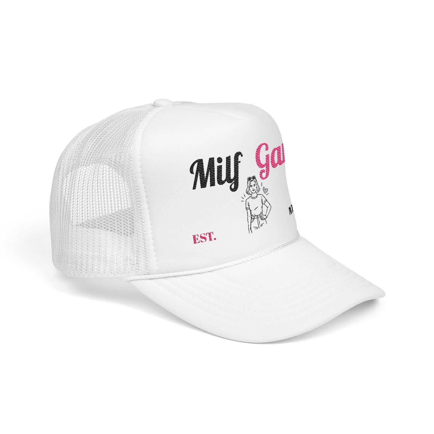 Trucker Hat - "Milf Gang" Retro Script Foam Trucker Hat