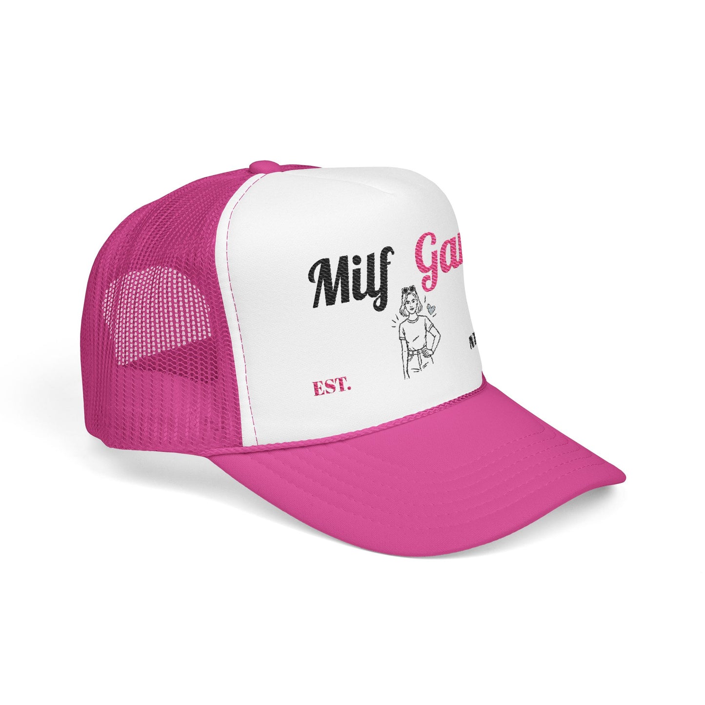 Trucker Hat - "Milf Gang" Retro Script Foam Trucker Hat