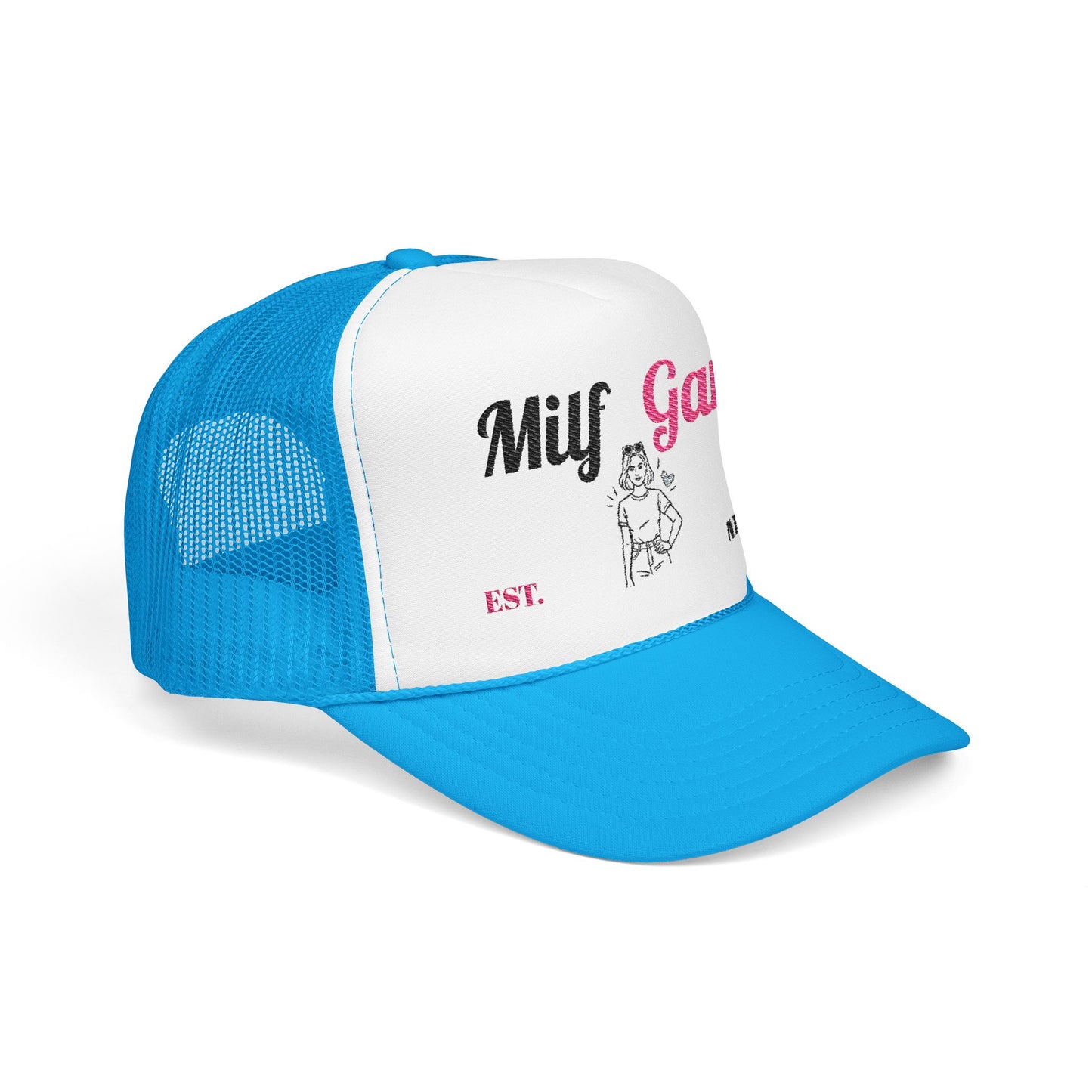 Trucker Hat - "Milf Gang" Retro Script Foam Trucker Hat