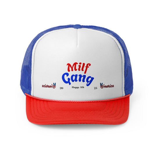Milf Gang's 4th of July Trucker Cap, Fun Summer Hat, Bqq friendly :)