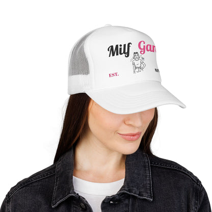 Trucker Hat - "Milf Gang" Retro Script Foam Trucker Hat