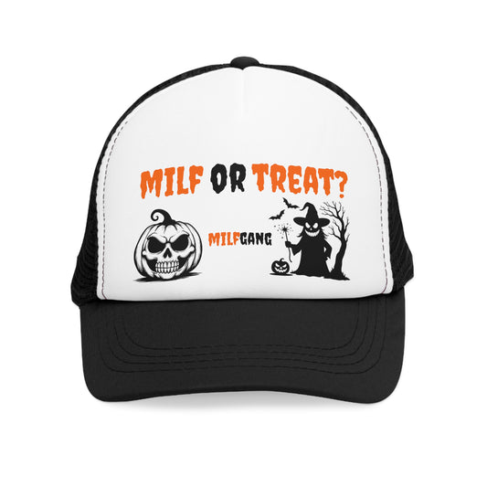 Halloween Mesh Cap - 'MILF or Treat?' Moms Spooky Season, Unique Headwear