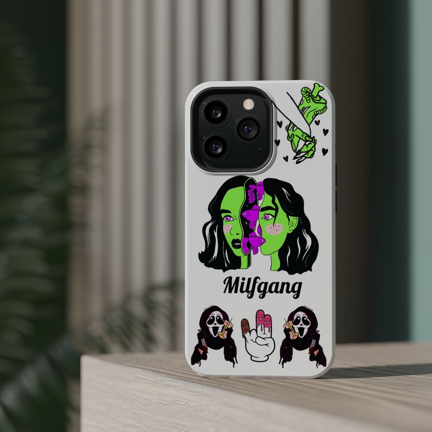 Milfgang Graphic Magnetic Impact-Resistant Phone Case — Retro Neon Horror Art