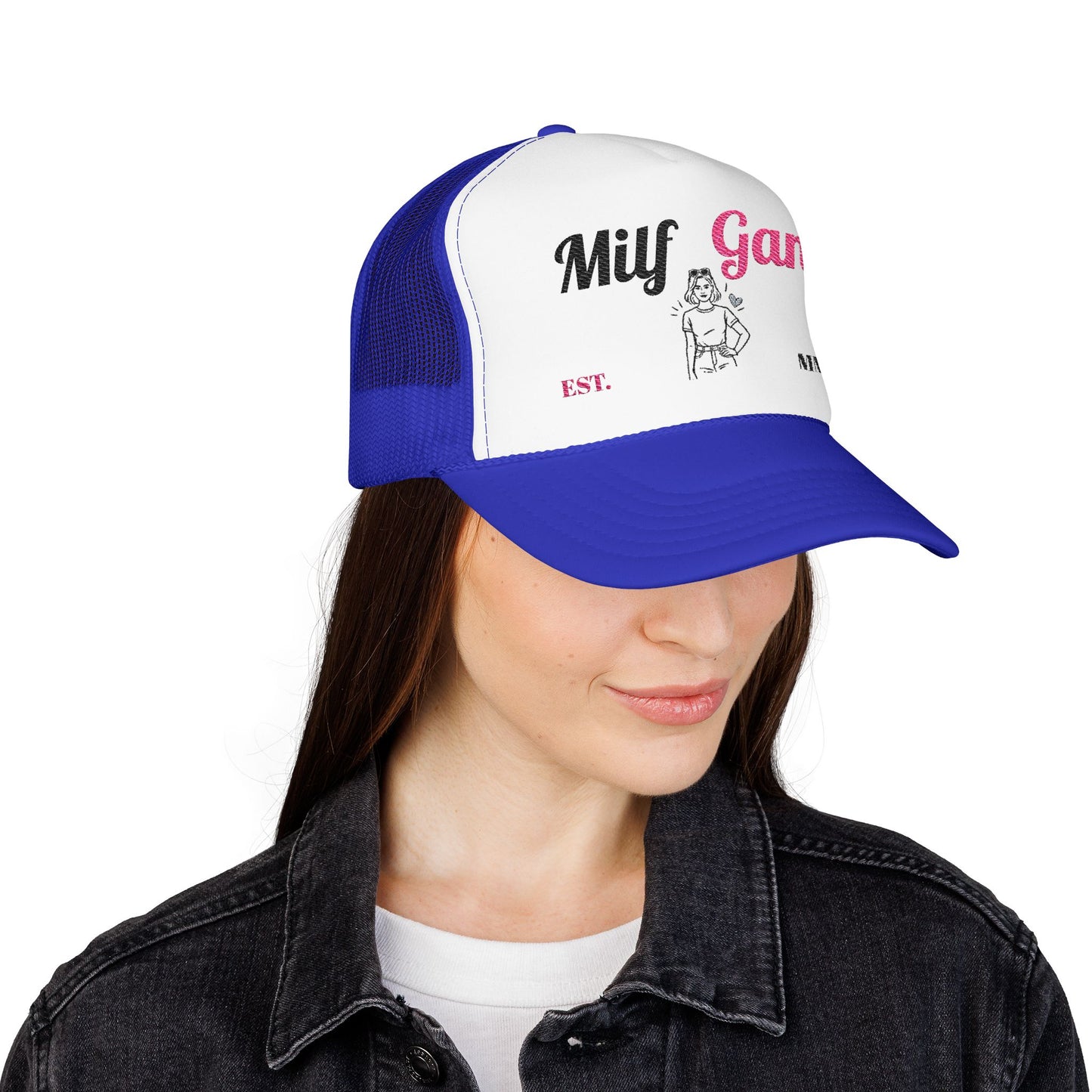 Trucker Hat - "Milf Gang" Retro Script Foam Trucker Hat