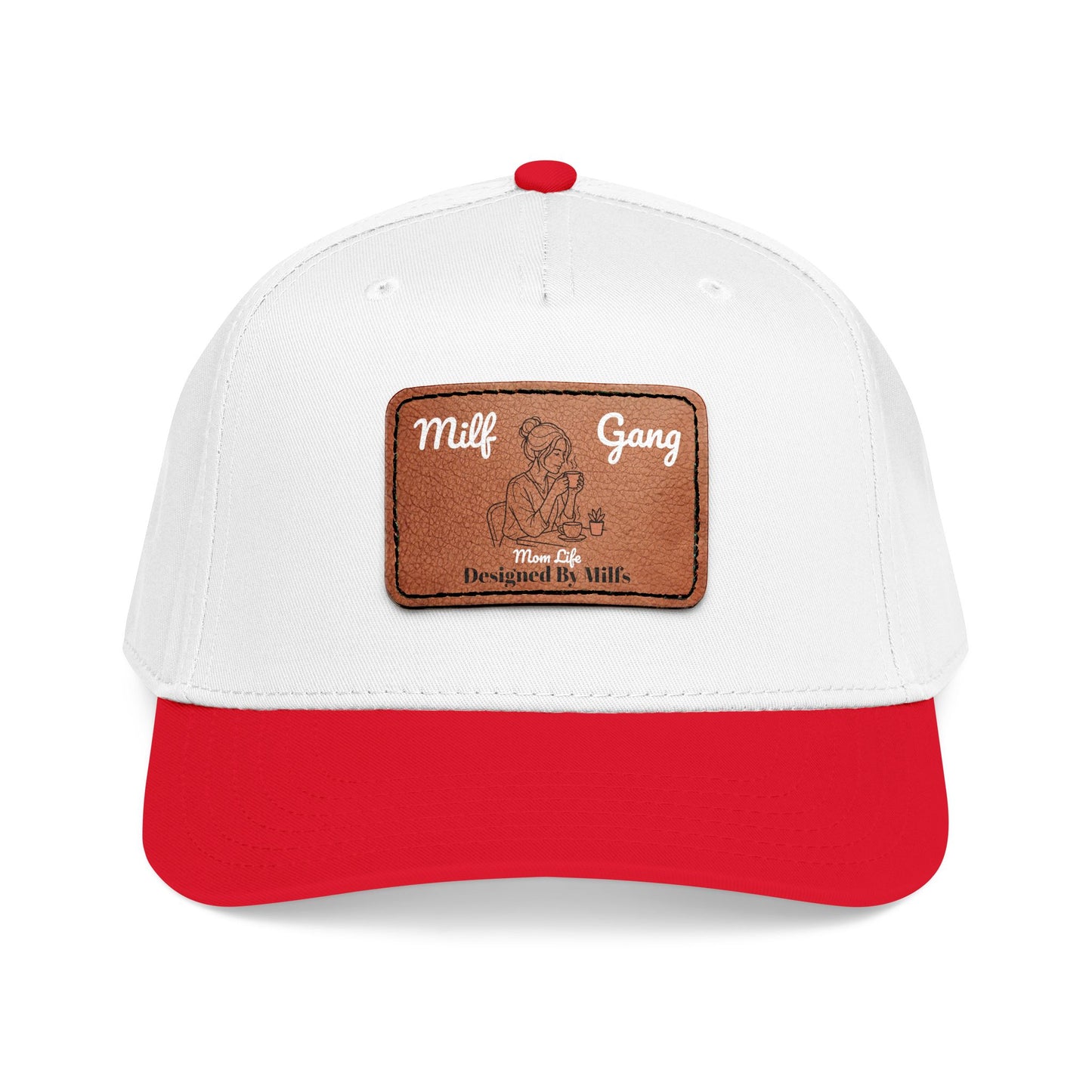 Leather Patch Baseball Cap – "Milf Gang" Vintage Embossed Design