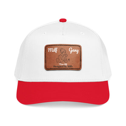 Leather Patch Baseball Cap – "Milf Gang" Vintage Embossed Design