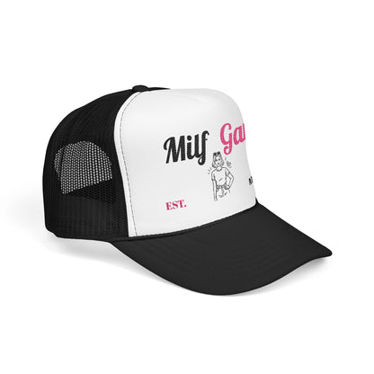 Trucker Hat - "Milf Gang" Retro Script Foam Trucker Hat