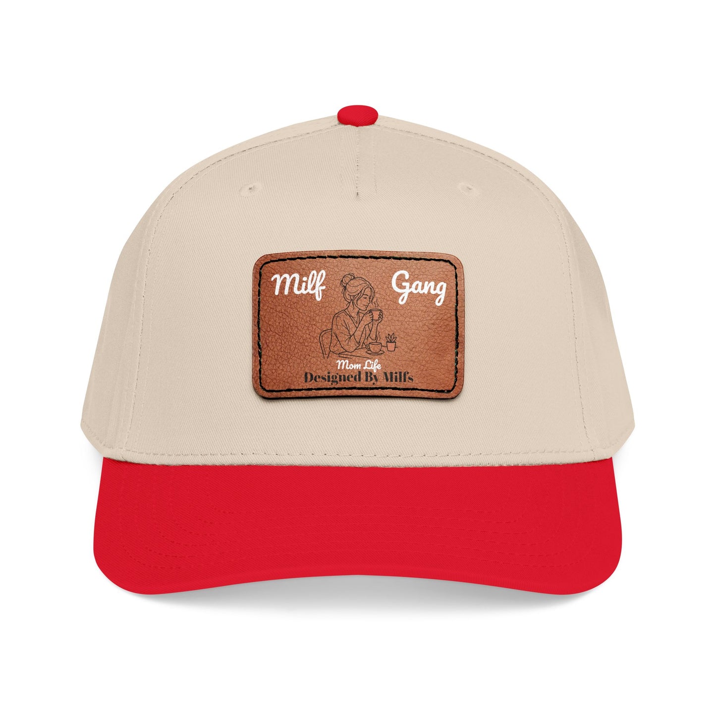 Leather Patch Baseball Cap – "Milf Gang" Vintage Embossed Design